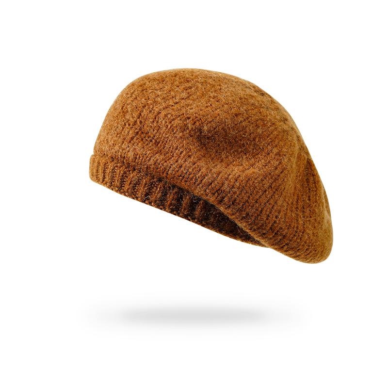 Вязаный берет, осенне-зимняя плюшевая шляпа художника, универсальная, большая окружность головы, шерстяная шляпа, женская шляпа