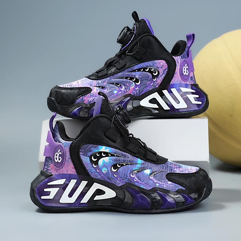 Детская обувь Мальчиковые баскетбольные кроссовки Осенне-зимние новые кроссовки для бега для девочек Флисовые теплые хлопковые туфли Водонепроницаемая спортивная обувь