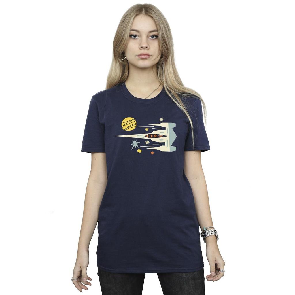 Star Wars Womens/Ladies The Mandalorian Cutout Ship Cotton Boyfriend T-Shirt