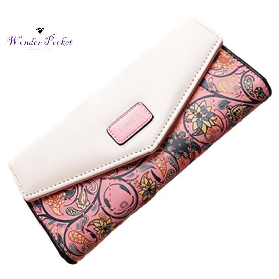 Женский кошелек в форме конверта, винтажный цветочный ромб с принтом, длинный, портативный, из искусственной кожи, большой емкости, с твердым швом, женский кошелек, сексуальная одежда для взрослых