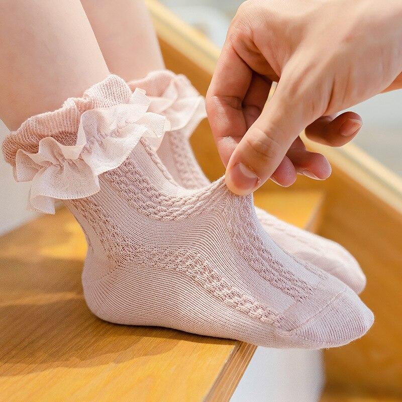 Cotton Lace Ruffle Princess Mesh Socks for Infant Baby Girls Children White Pink Newborn Socks Kids Short Sock Little Girl Socks