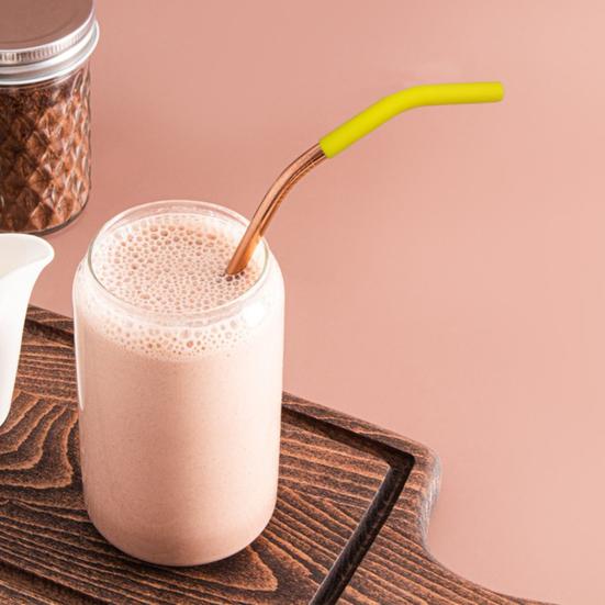 6Pcs Silicone Straw Tips Flexible Reusable Food Grade Straw Covers Elbow Straw Replacement Tip for Hydraflow Stainless Steel Straws