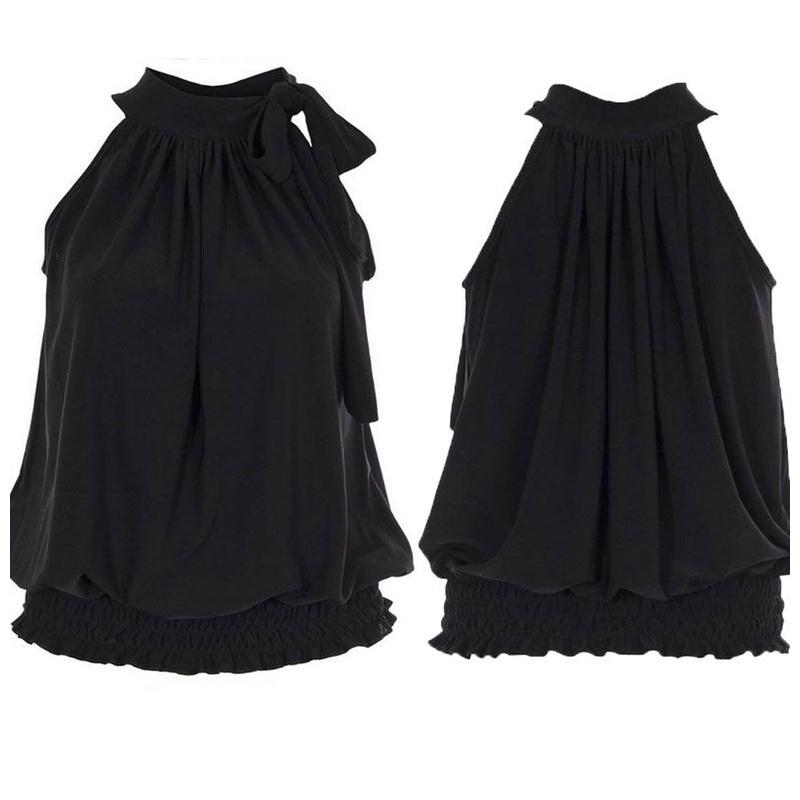 Элегантная женская блузка без рукавов из шифона «Лотос», излучающая вневременной стиль для офисной носки