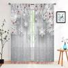 2 Pieces, Silver Pine Branch Snowflake Wood Curtain -30% Blackout - Suitable for Living Room, Bedroom, Kitchen, Home Decoration