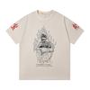 Мужская Женская "Мир Наш" Скелет и Огонь Принт Оверсайз Футболка Streetwear Хлопковая Футболка