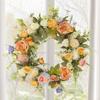 Spring Wreath for Front Door Rose Rustic Artificial Flower 45cm Hotel Wall