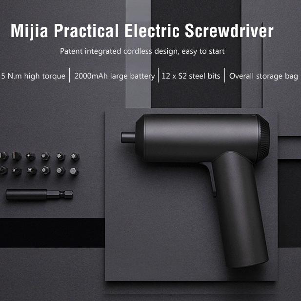 Xiaomi Mijia Cordless Rechargeable Electric Screwdriver Multi-size 3.6V 2000mAh Li-ion 5N.m With 12Pcs S2 Screw Bits For Home