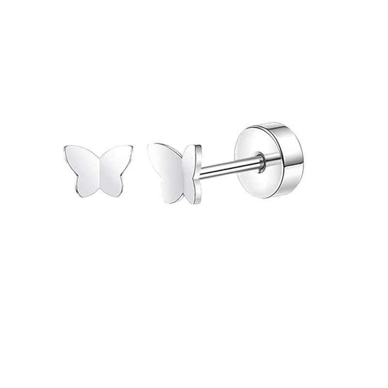 2 шт./комплект Сердце Луна из нержавеющей стали Пусеты для мочки уха Винт Шарик Серьги-гвоздики для женщин Мода Пирсинг уха Трагус Хрящ Тела