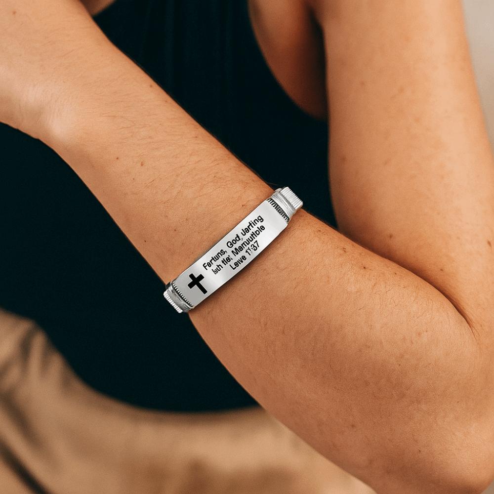 Silver Family Friendship Bracelet Adjustable Cross Braclets Bible Verse Bracelet for Men Women
