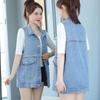 Fashion Women's Vest New Denim Vest Korean Loose Mid-length Sleeveless Jeans Waistcoats Ladies Vest Jacket Tops Outwear