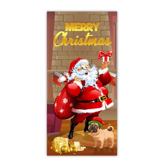 Christmas Door Curtain Santa Claus Door Cover Banner Reusable Photo Backdrop Door Cover for Indoor Outdoor Festive Decor