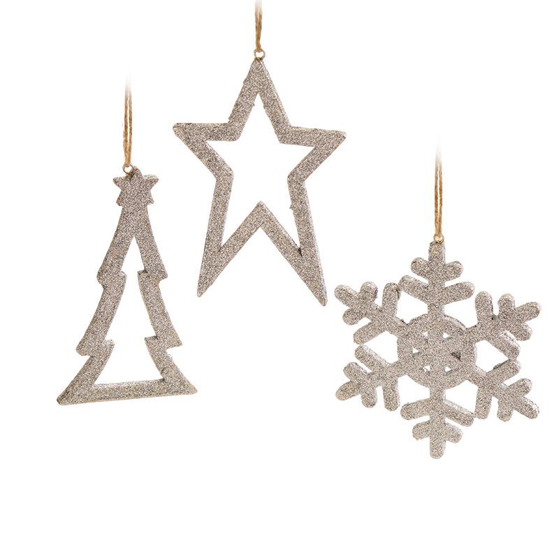 Christmas Festival Glitter Ornaments: Snowflake, Reindeer & Pentagram Tree Pendants