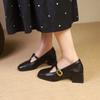 Mary Jane Shoes Women's Autumn New Brown Retro Small Leather Shoes Temperament Thick Heel One-word Buckle Single Shoes