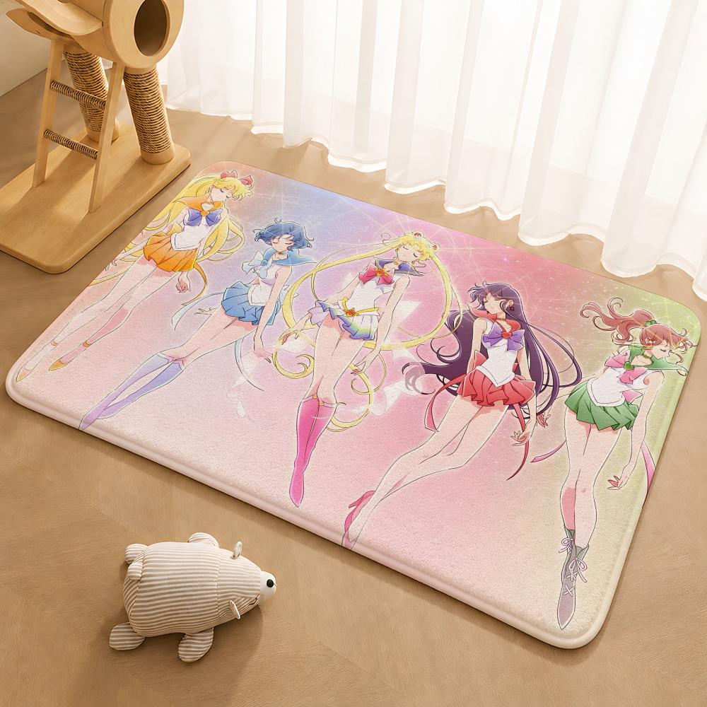 ANIME S-SAILOR-MOON Floor Mat Floor Mat Soft Flannel Non-Slip Door  Rug for Living Room