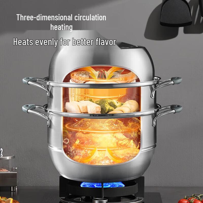 MAXCOOK 304 Stainless Steel 36cm 2-Layer Steamer Pot