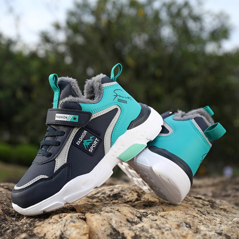 Уличные детские кроссовки, спортивные детские зимние кроссовки для мальчиков, непромокаемые кожаные повседневные треккинговые туфли для девочек