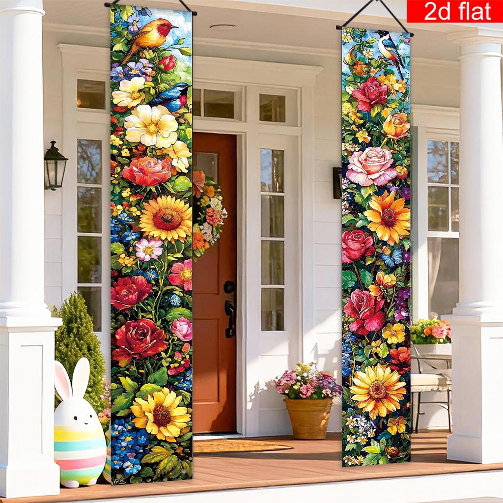 2pcs Banner Easter Polyester Porch Decoration