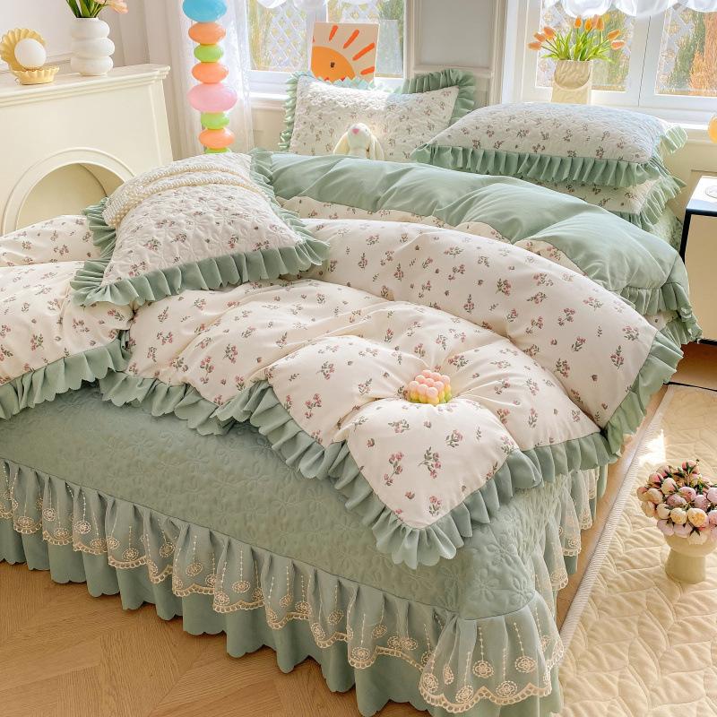 Комплект постельного белья класса А для матери и младенца, 4 предмета, утолщенные стеганые простыни, 3 предмета, комплект маленького жаккардового пододеяльника из бамбукового хлопка, осень, зима