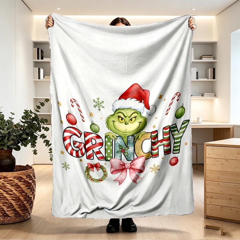 The Grinch Print Blanket - Soft & Comfortable, for Bedroom, Travel, Sofa, Home Decoration - Birthday Christmas Gift for Friend