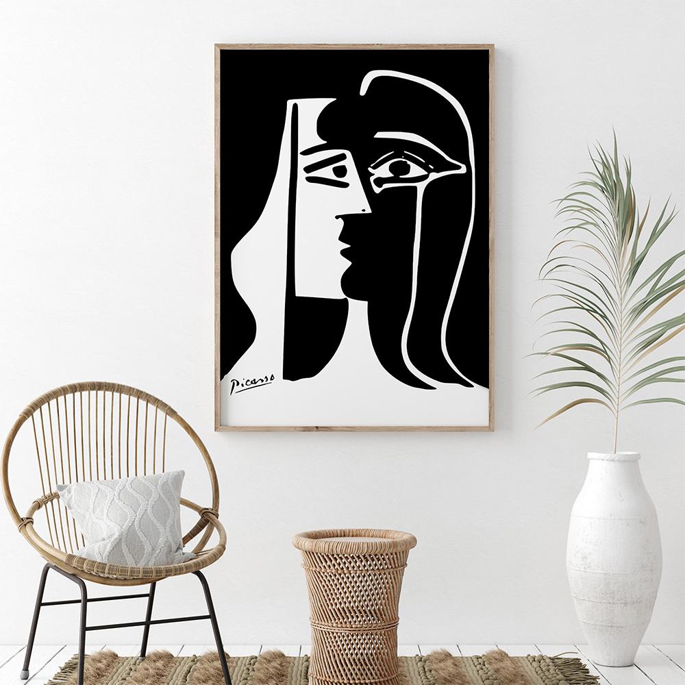 Поцелуй Плакат Пикассо Wall Art Матисс Абстрактная женская картина маслом Черно-белые изображения на стене