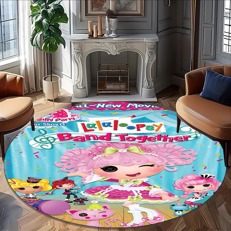 1pc Lalaloopsy2 Print Round Carpet Chair Round Carpet Suitable for Bedroom Living Room Home Decorative Carpet