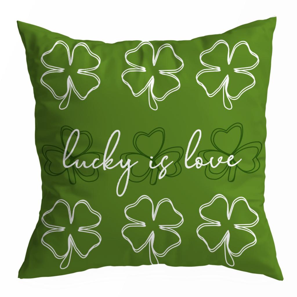 St. Patrick's Day Linen Throw Cover Irish Holiday Decorative Cushion Cover