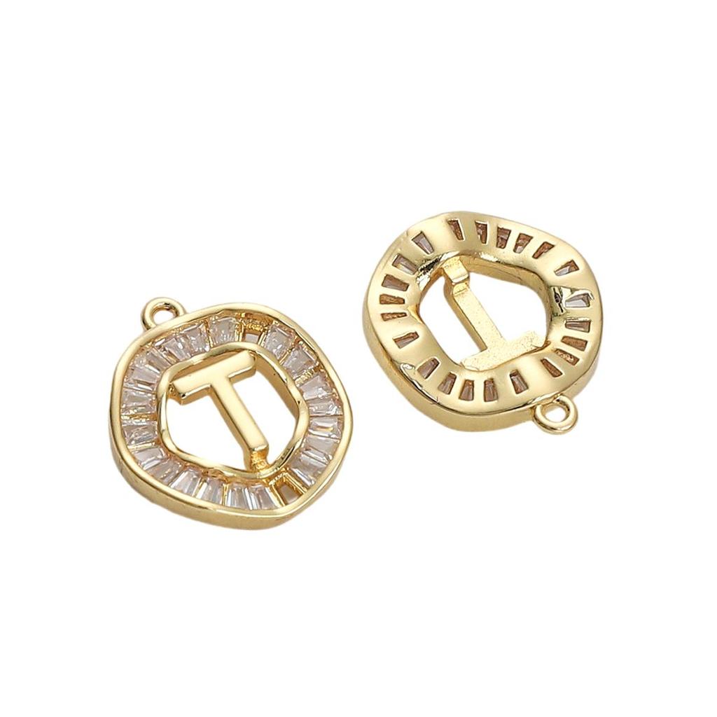Copper Zirconium Inlaid 26 Letter Pendant For DIY Jewelry Making Craft Accessories