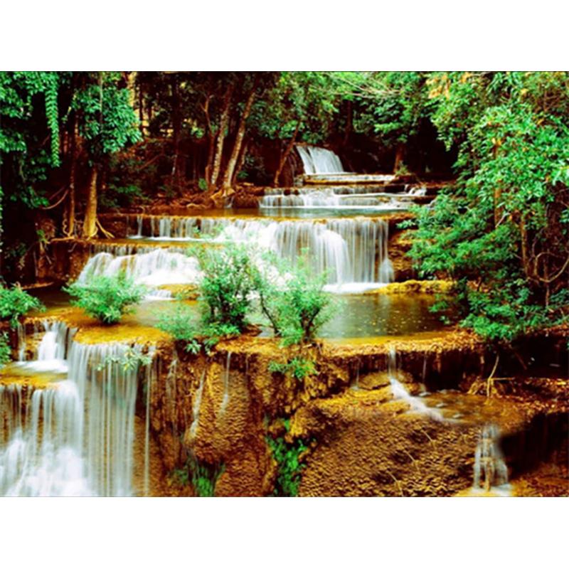 5D Diy Набор для алмазной живописи «Водопад», полная круглая дрель, пейзаж, Алмазная вышивка, мозаика, искусство, вышивка крестом, украшение для дома