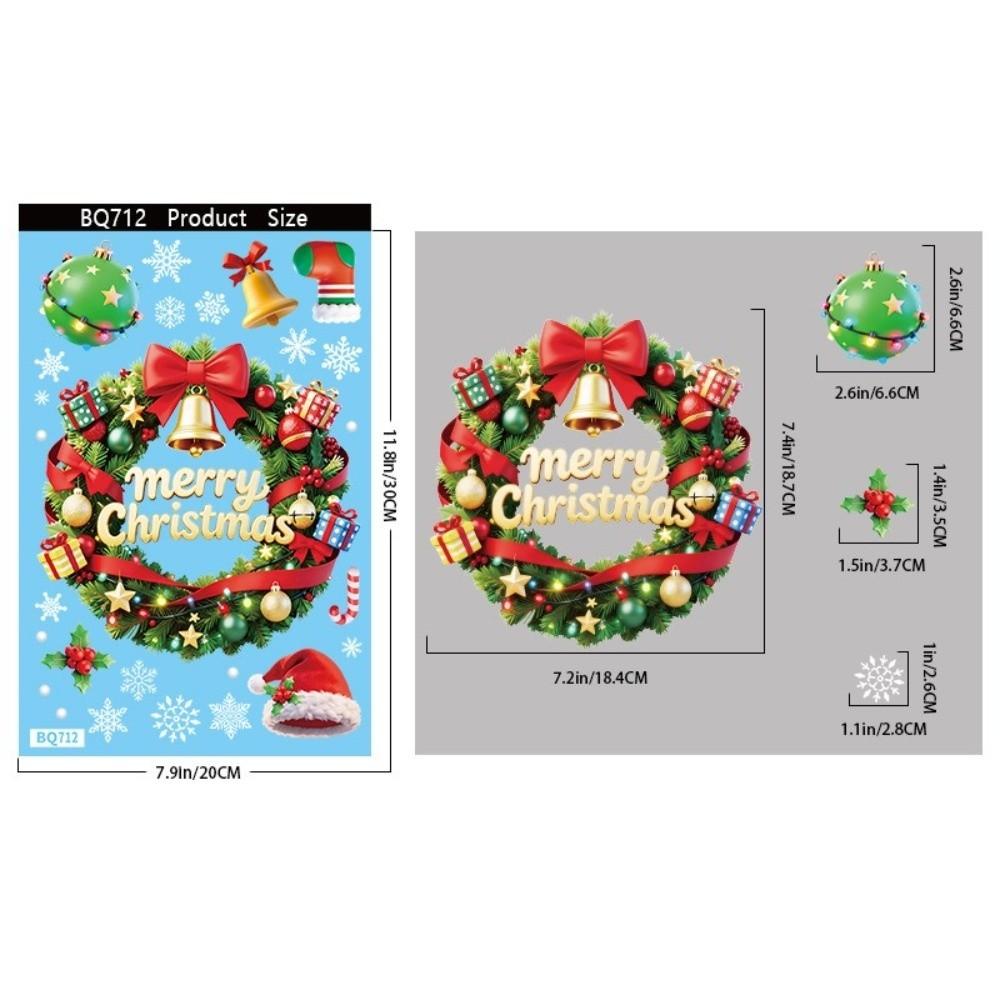 Snowflake Santa Snowman Merry Christmas Window Sticker Decorative Static Sticker  Christmas Gift