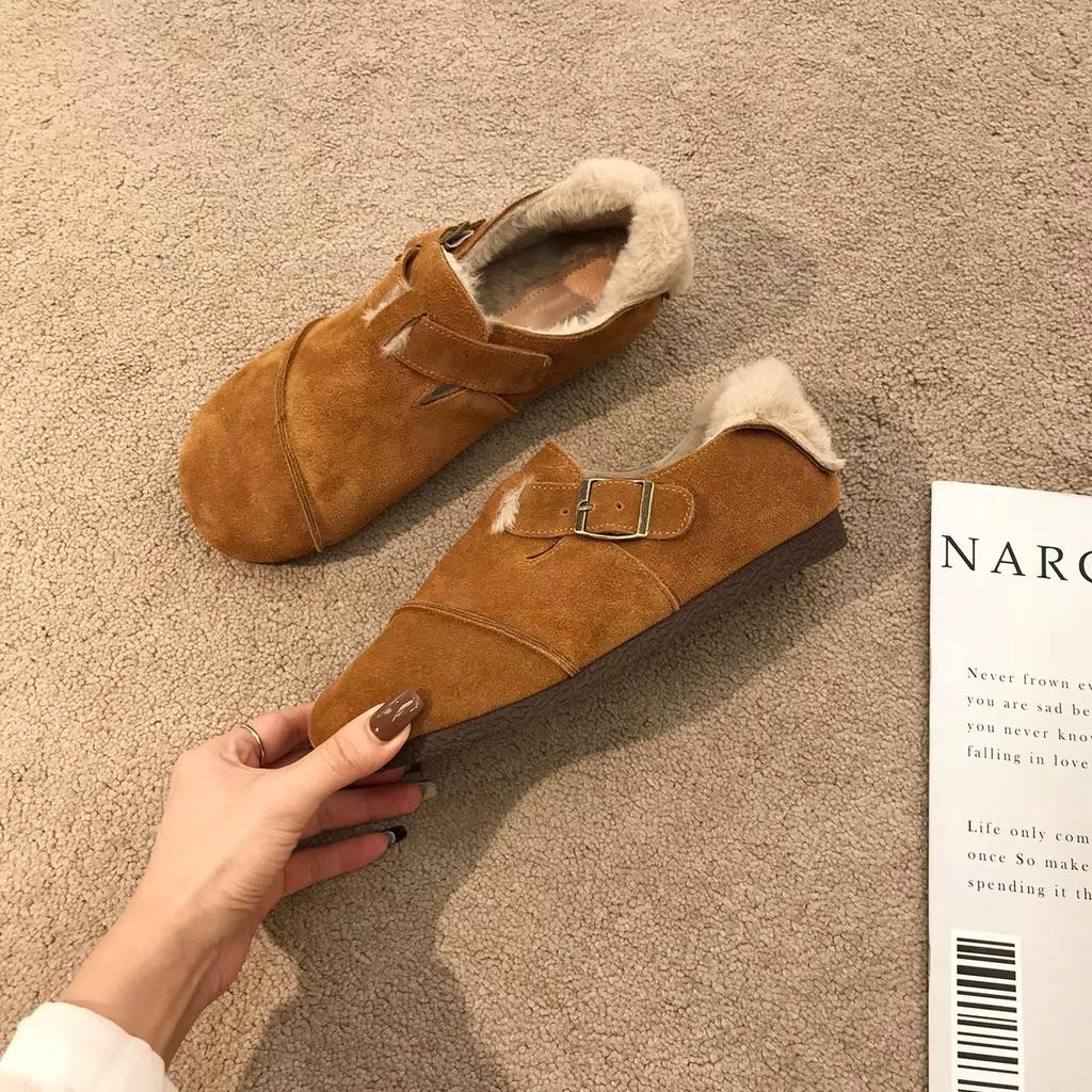 Повседневная женская обувь Ботинки из хлопка с круглым носком и мягкими мокасинами Меховая женская обувь Зимние мягкие кожаные теплые женские ботинки