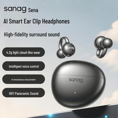 Bluetooth-наушники-клипсы Sanag S7S с ИИ-переводом и костной проводимостью для спорта 2025 года - Открытая конструкция, не затыкающая уши