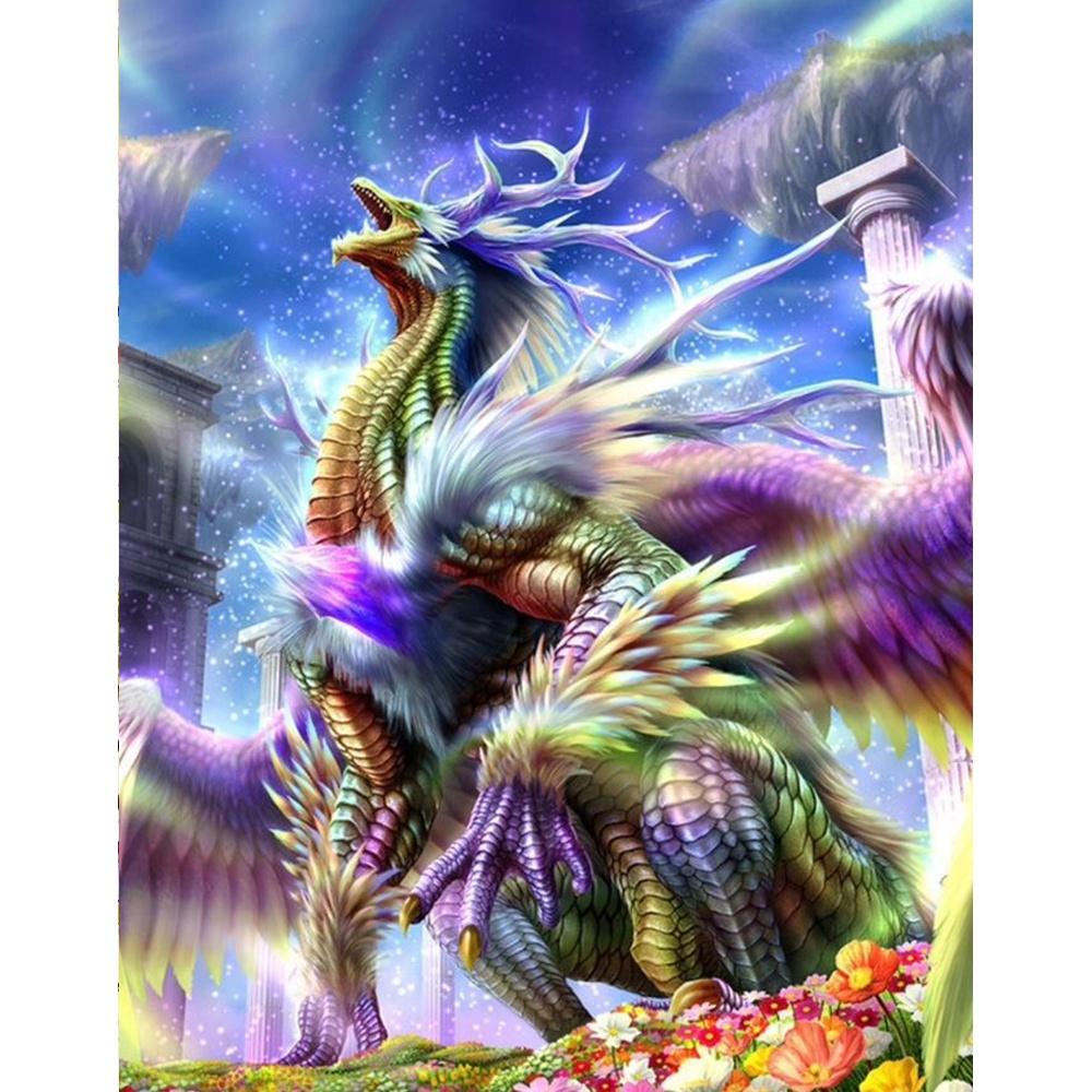 Дракон алмазная живопись круглый квадратный полный дрель мультфильм анимация модерн DIY мозаика вышивка 5D вышивка крестиком домашний декор