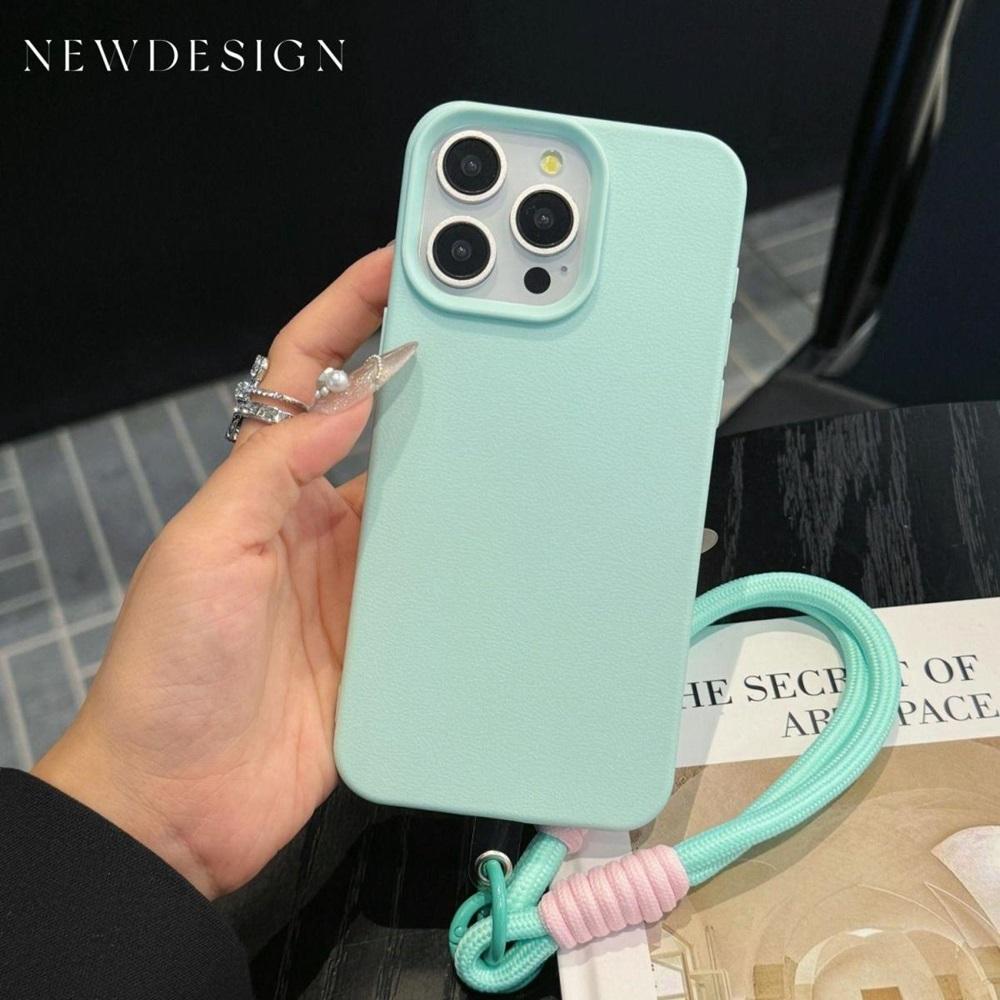 Роскошный матовый чехол из мягкой кожи со шнурком для iPhone 16 15 14 Plus 13 12 11 Pro X XS Max XR Ударопрочная силиконовая накладка