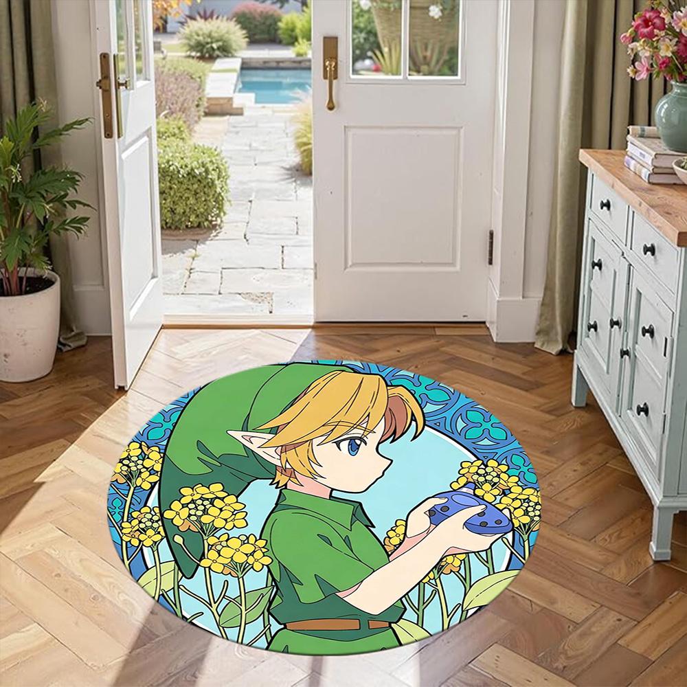 Ocarina Time Round Area Rug Design for Playrooms Study room Decorate room Game Room Antislip Round Carpet Office home decor