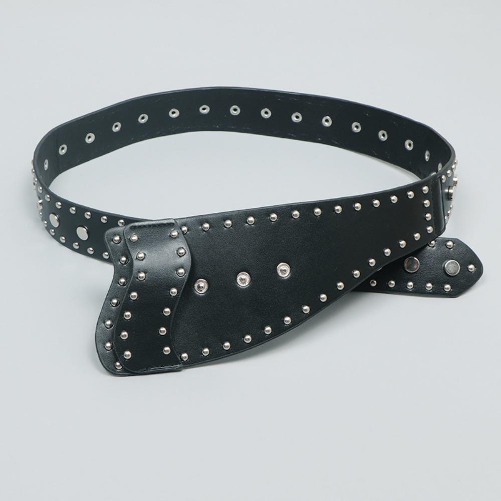 Y2K Rivet Waistband Harajuku PU Leather Belt Streetwear Wide Waistband Clothing Accessories