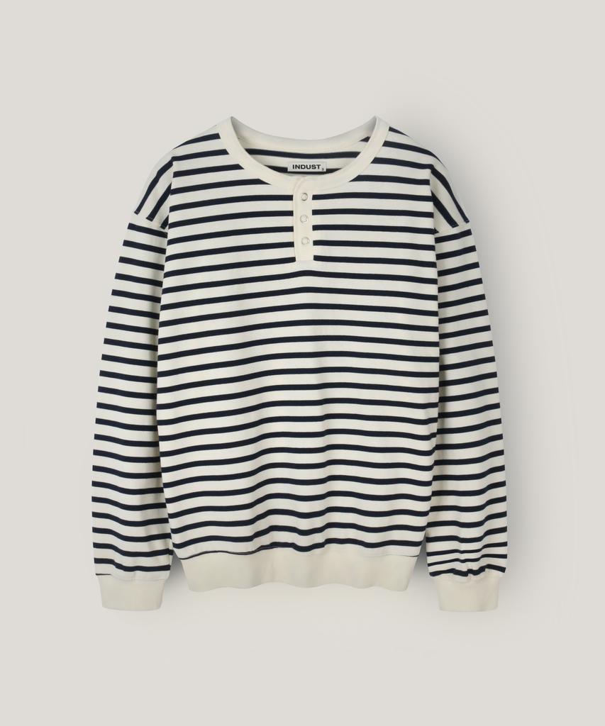 INDUST Striped Henley Neck Sweatshirt_3Color