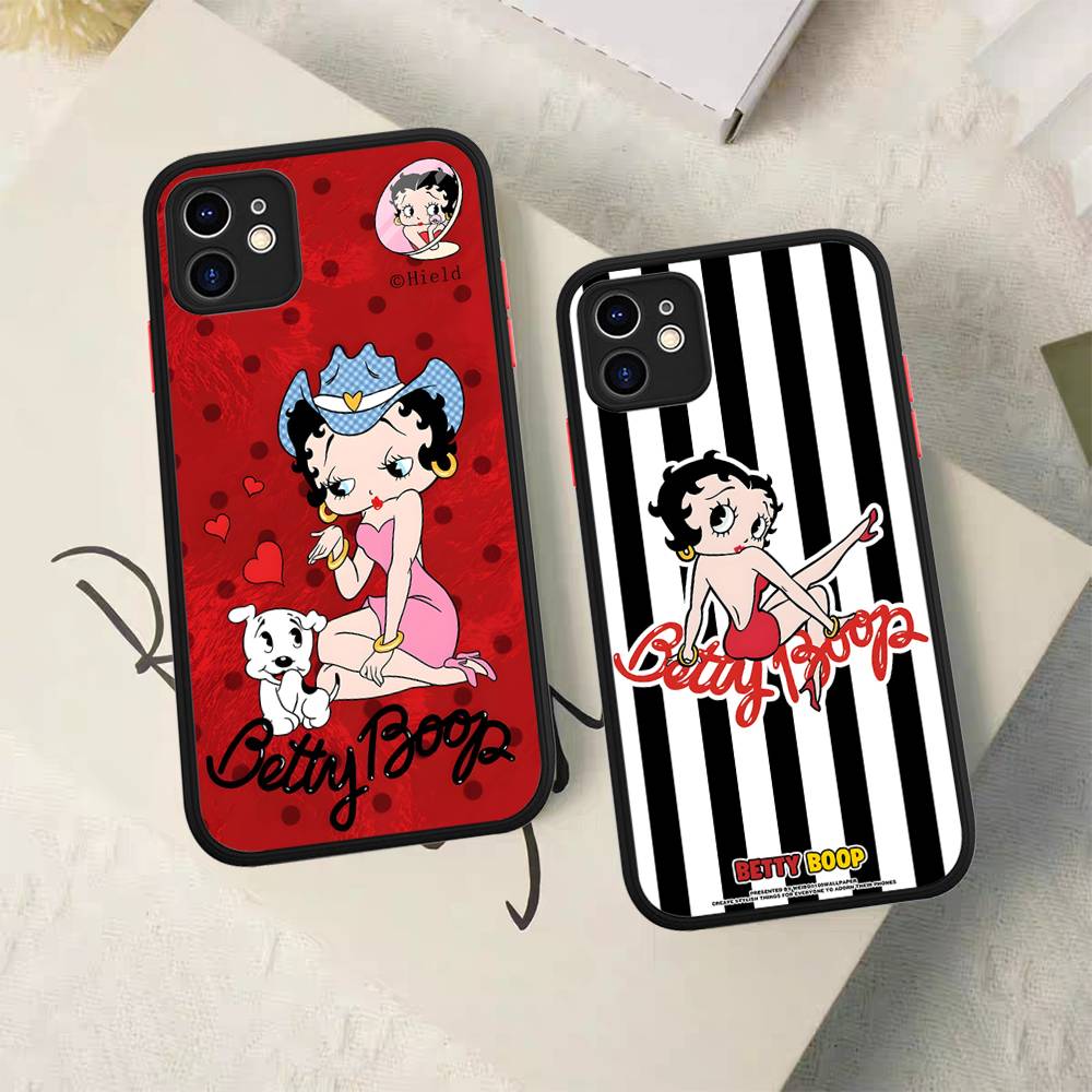 Cartoon B-Betty B-Boop Matte Translucent Phone Case For iphone 16 ProMax 15 14 13 12 11 X XS PRO Plus