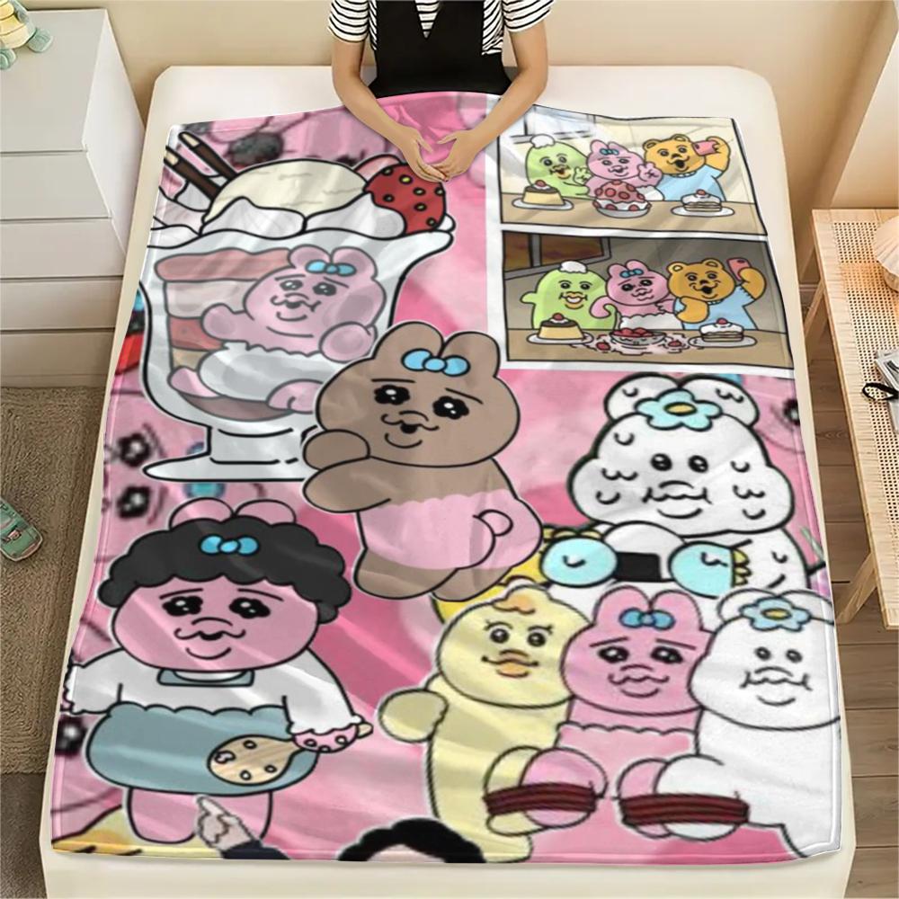 1PC Opanchu Usagi Print Flannel Blanket, High quality Comfortable for All Seasons, Home Decor, Warmth and Comfort, Perfect for Christmas Gifts104