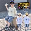 Boys' Summer Striped Short Sleeve Set 2026 New Style Handsome and Fashionable Little Boys' Summer Fashion Cool Wear with Jeans