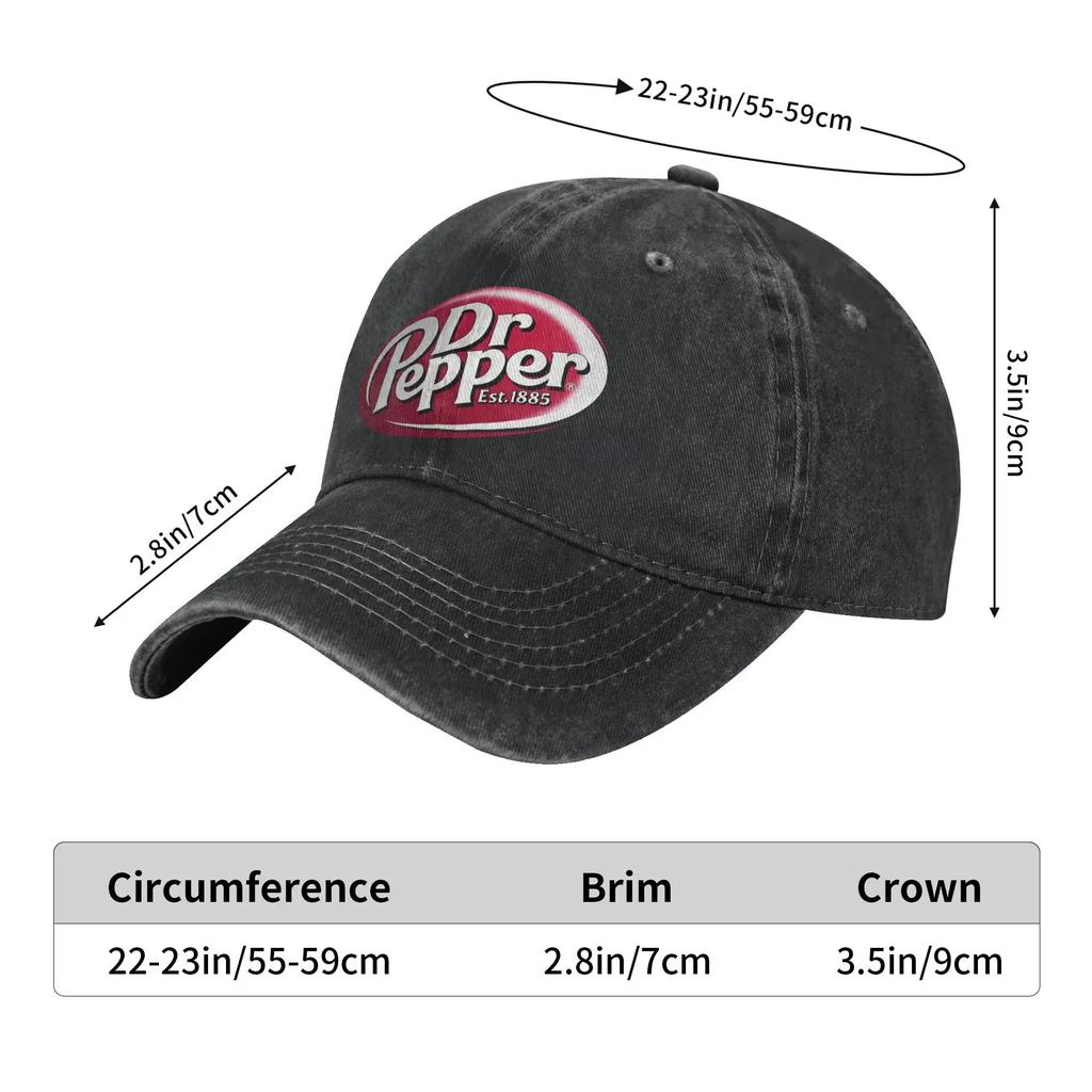 Печать Бейсболка Повседневная Потертая Стиранная Напиток Snapback Кепка Для Для Мужчин И Женщин На Открытом Воздухе Лето Регулируемые Кепки Кепка Dr Pepper Буква