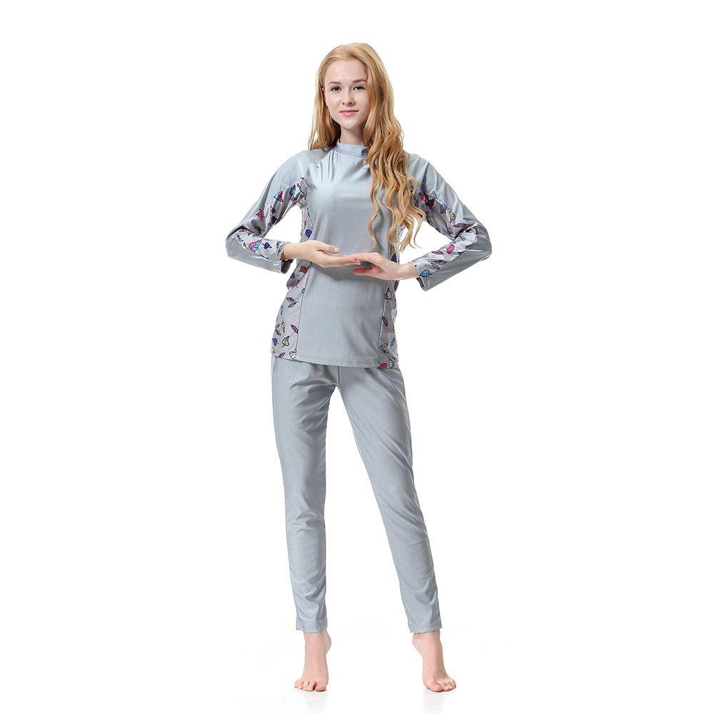 Женский мусульманский купальный костюм больших размеров с шапочкой, мусульманский купальник с принтом, пляжная одежда из 3 предметов, консервативный, высокоэластичный женский купальник