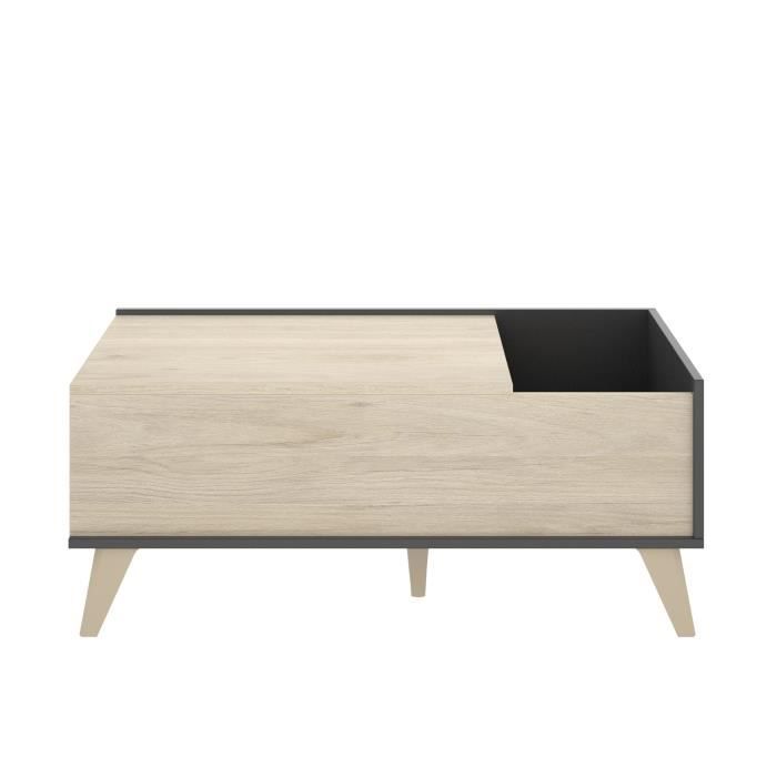 Ensemble salon NESS : Meuble TV + Table basse relevable - Mélaminé - Décor chêne et anthracite