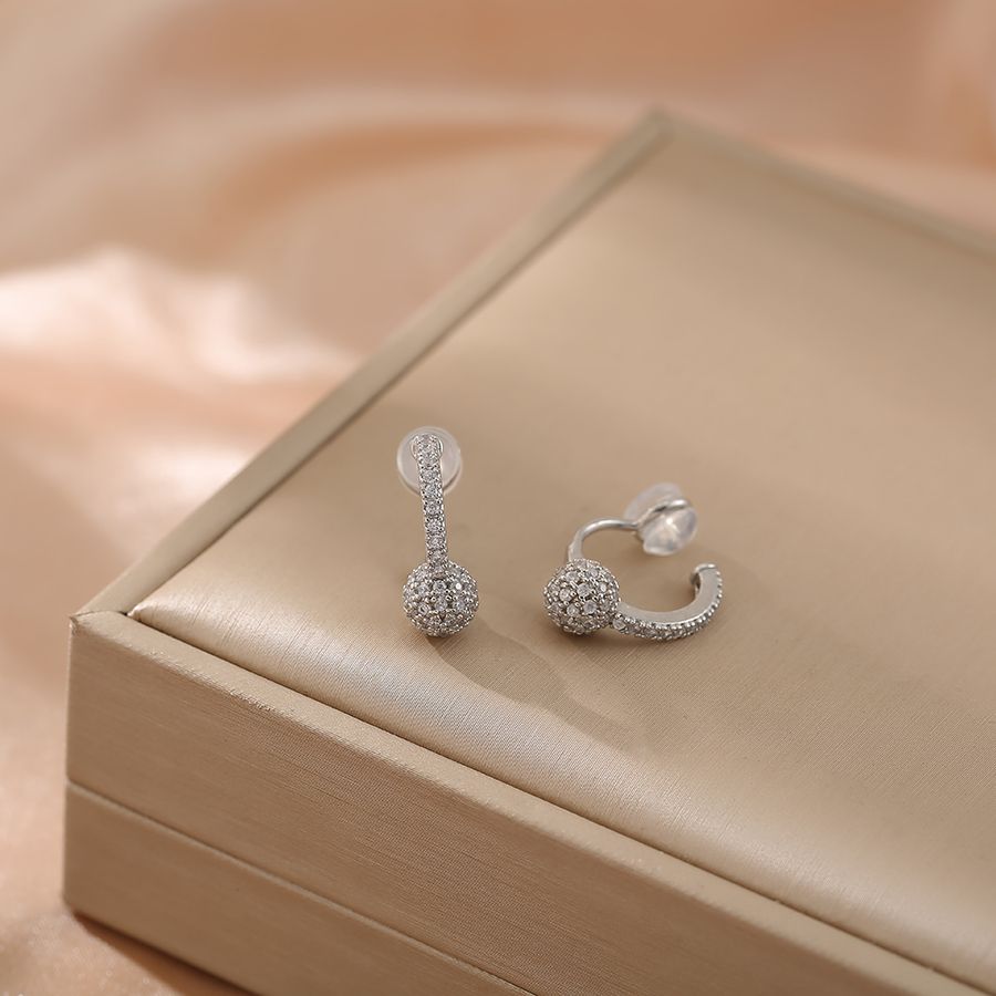 Новые серебряные серьги без пирсинга, круглые серьги-шарики, циркониевые медные серьги, подарок на день матери для женщин