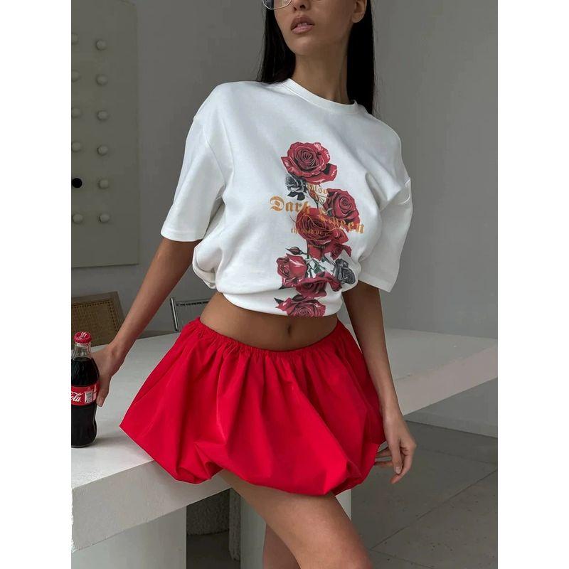 New Fashion T-shirt Fashion New Fashion Casual Loose Round Neck Print Letter Cotton T-shirt Top
