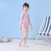 One-piece Kids Swimming Suit Long Sleeve Hat+Romper Matching Baby Girls Swimwear Seaside Clothes Casual Children Bathing Suits