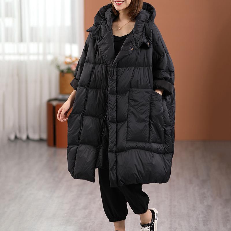 Winter Walking Quilt Down Jacket Thickened Long White Duck Down Hooded Down Large Size Warm Winter Clothing