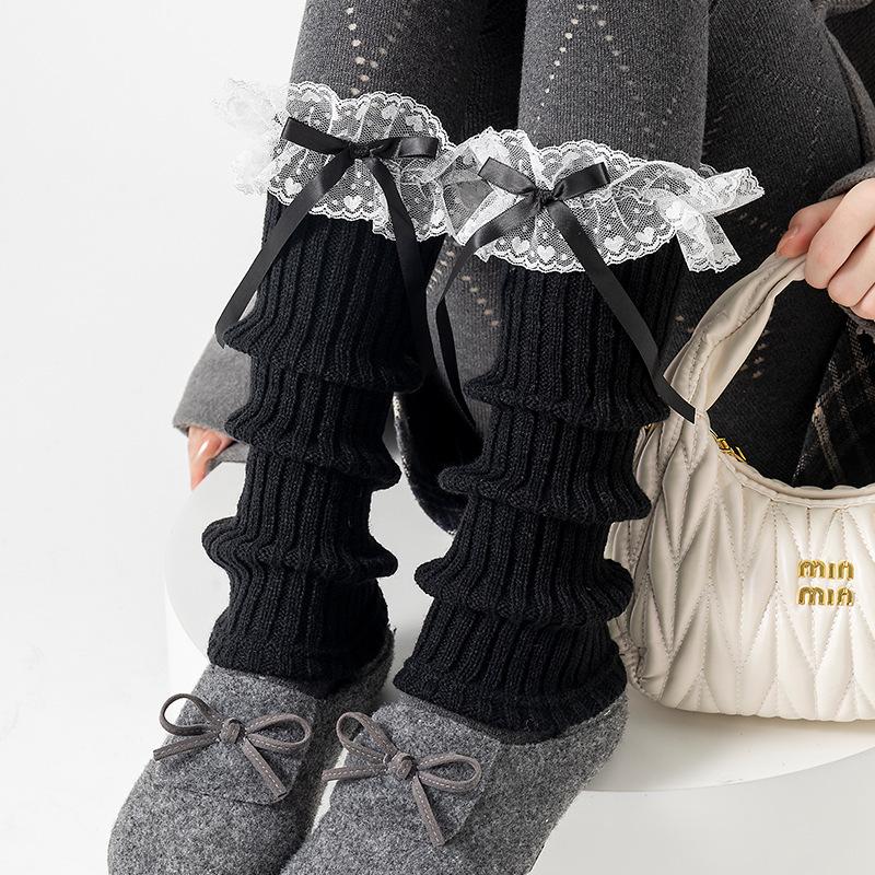 Bow Calf Socks Women'S Japanese Girls Socks Maillard Ballet Socks Autumn And Winter Warm Pile Socks