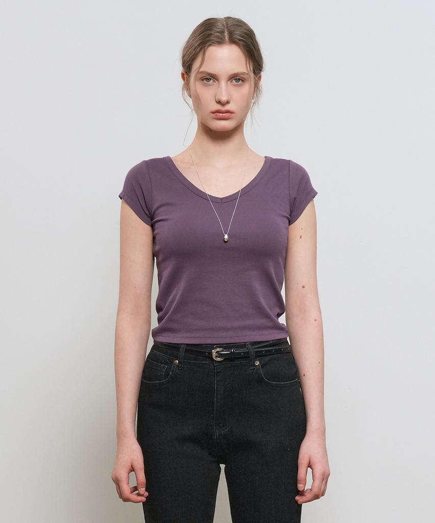 GENERALIDEA Daily Short Sleeve V-Neck T-Shirt [Purple] / Gf1Lts513