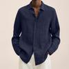 2026 Spring/Summer Long-Sleeved V-Neck Loose Button-Up Shirt for Men