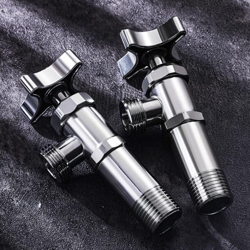 1 Set Thickened Triangle Valve For Hot And Cold Water Stainless Steel Bathroom Quick Opening Triangle Valve Faucet Accessories